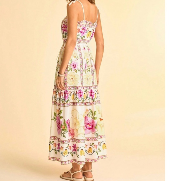 Boho Floral Print High Waisted Cami Maxi Dress - Picture 3 of 5